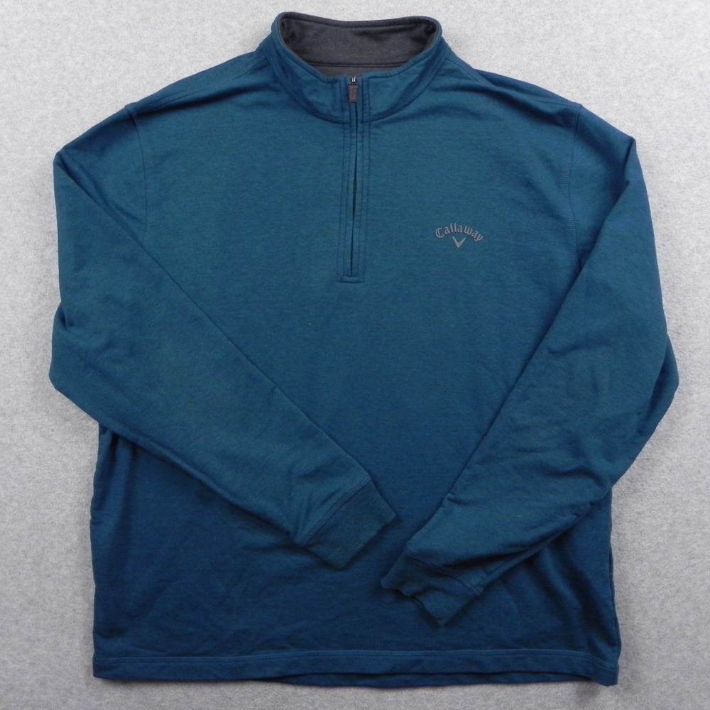 Callaway 1/4 Zip Pullover Mens Large Golf Activewear Mock Neck Teal Long Sleeve